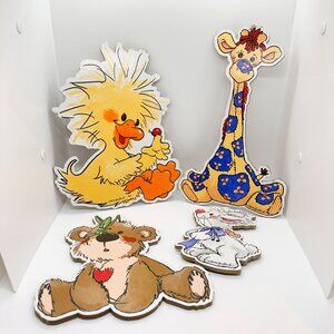 Vintage Suzy Spafford Little Baby Nursey Zoo Wall Decor Duck Giraffe Bear Bunny